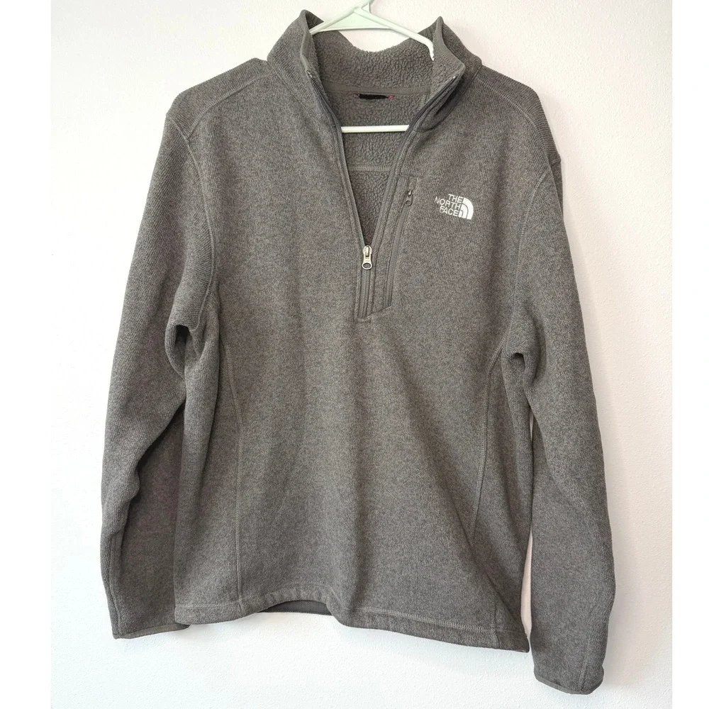 The North Face Gordon Lyons Quarter Zip Fleece Pullover Gray Mens Large